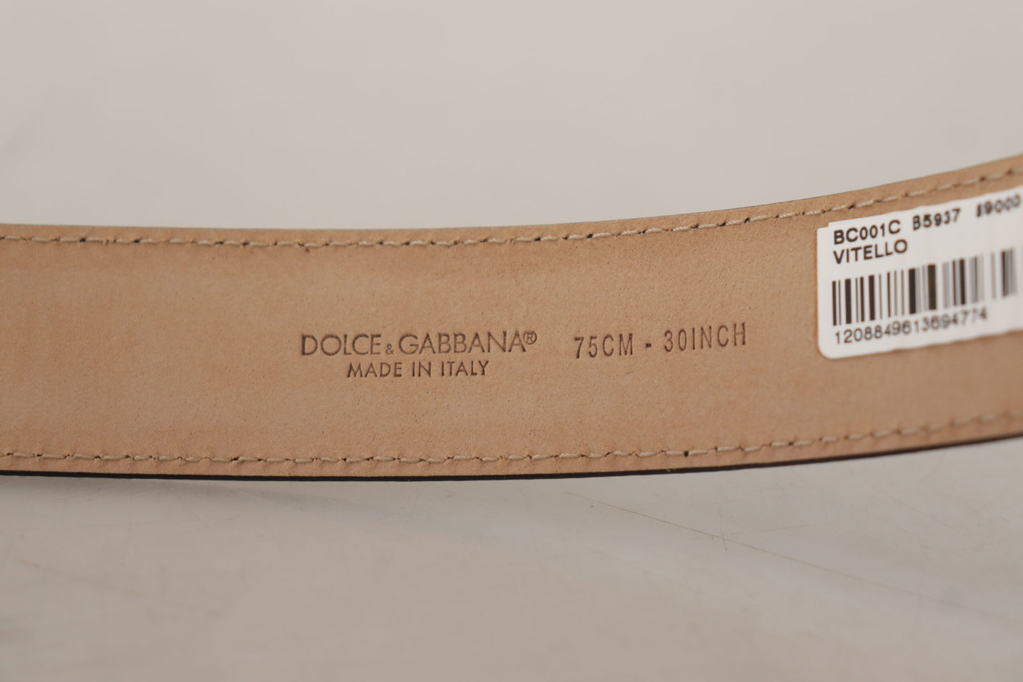 Dolce &amp; Gabbana – Gürtel aus schwarzem Kalbsleder mit brauner Metallschnalle auf der Rückseite
