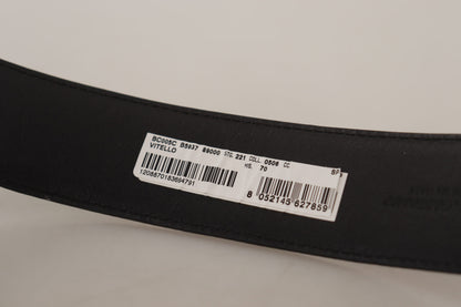 Dolce &amp; Gabbana – Schwarzer Lackledergürtel mit Logo-Gravur