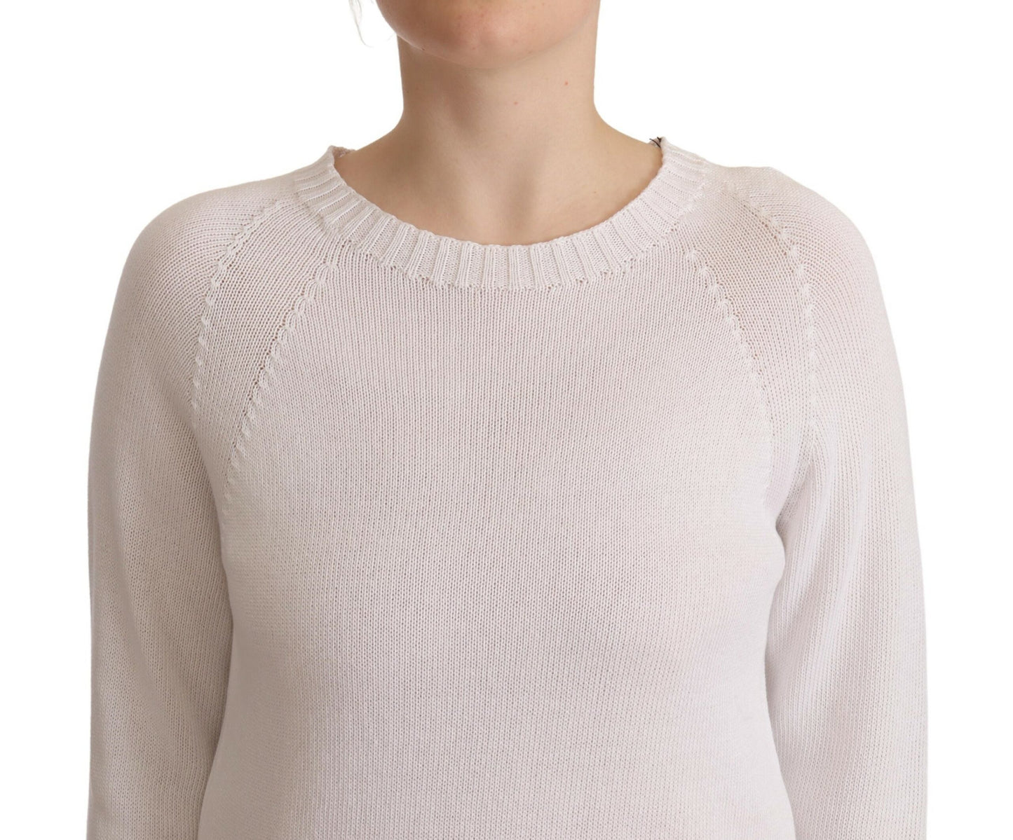 Alpha Studio – Weißer Pullover mit Rundhalsausschnitt und langen Ärmeln