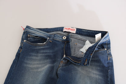 Fiorucci – Blau verwaschene Slim-Fit-Jeans mit mittlerer Taille