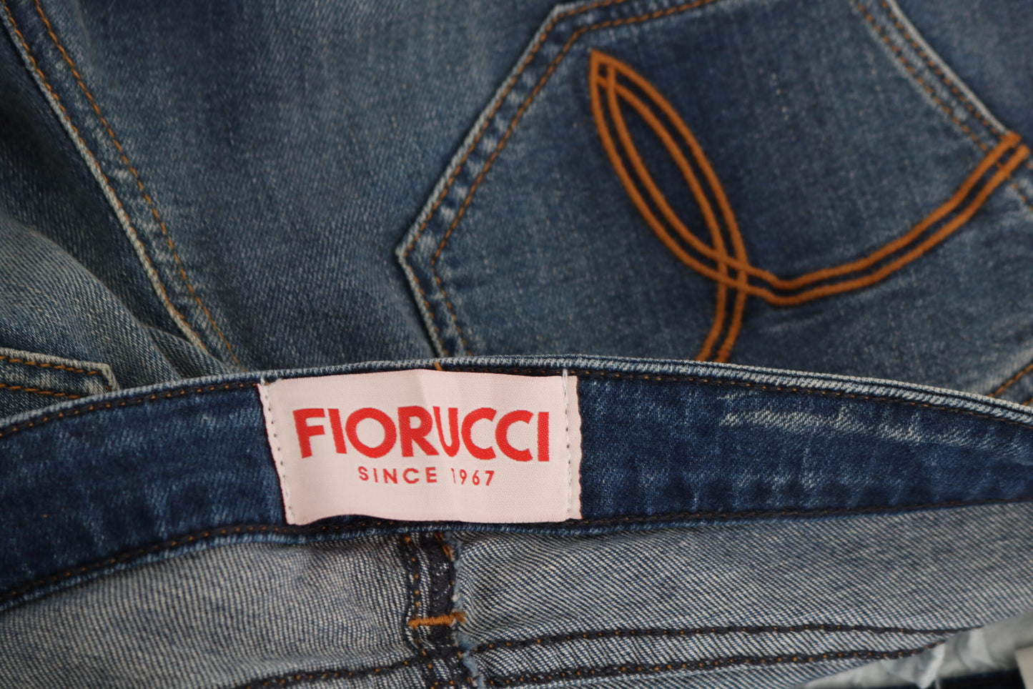 Fiorucci – Blau verwaschene Slim-Fit-Jeans mit mittlerer Taille
