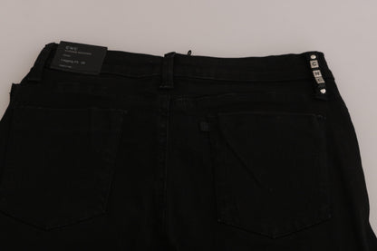 Costume National – Schwarze Skinny-Jeans mit Verzierung und mittlerer Taille