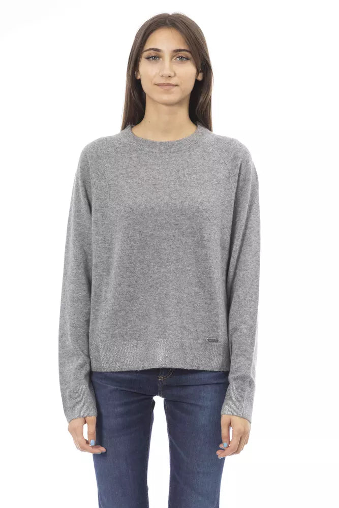 Baldinini Trend Grauer Wollpullover für Damen
