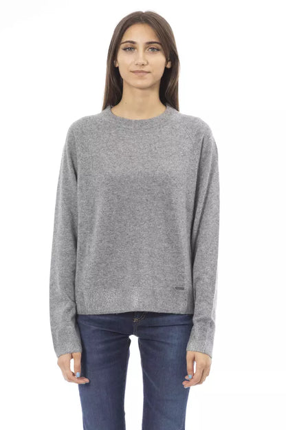 Baldinini Trend Grauer Wollpullover für Damen