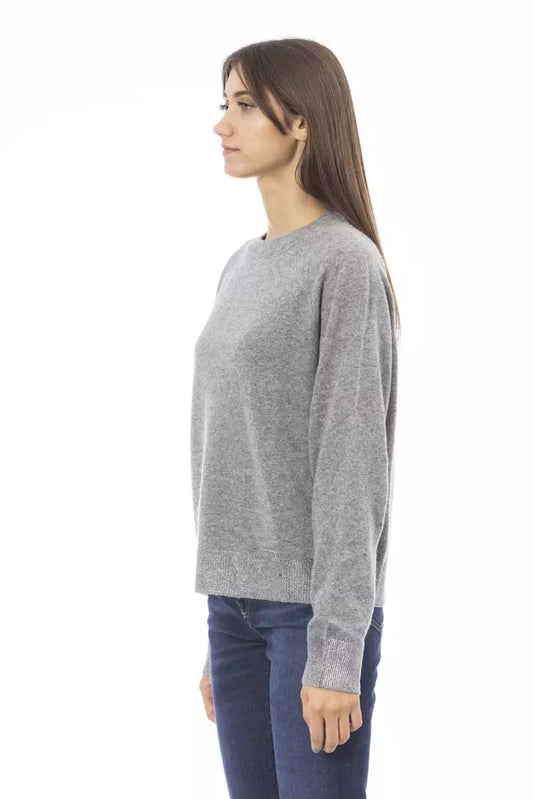 Baldinini Trend Grauer Wollpullover für Damen