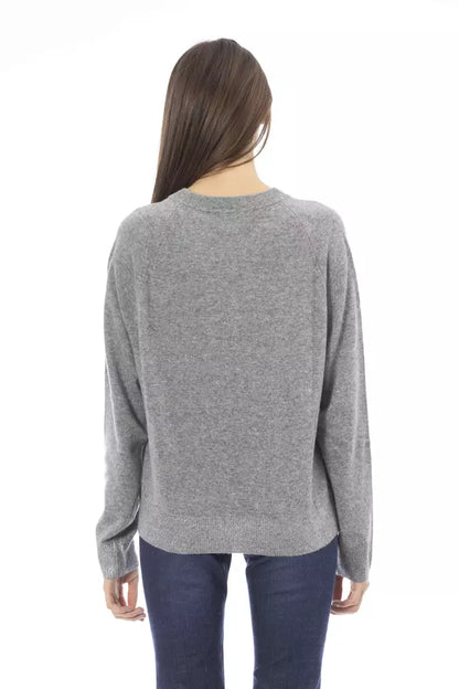 Baldinini Trend Grauer Wollpullover für Damen