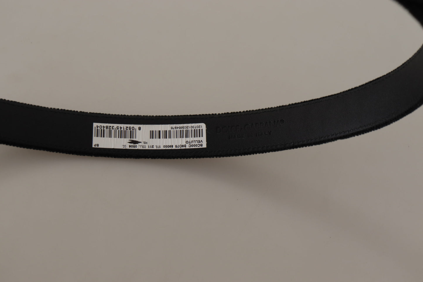 Dolce &amp; Gabbana – Schwarzer Samtledergürtel mit goldfarbener Metallschnalle