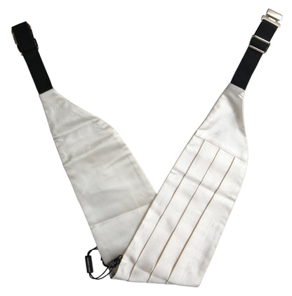 Dolce &amp; Gabbana Weißer Herren-Kummerbund mit breitem Seidengürtel