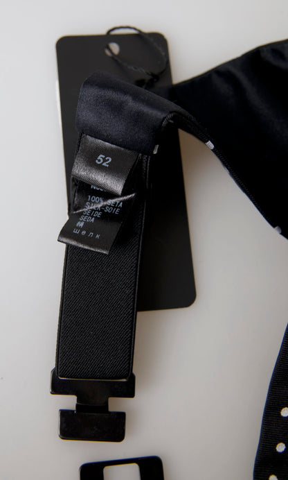 Dolce &amp; Gabbana – Schwarzer Smokinggürtel aus Seide mit Polka-Taille und Kummerbund