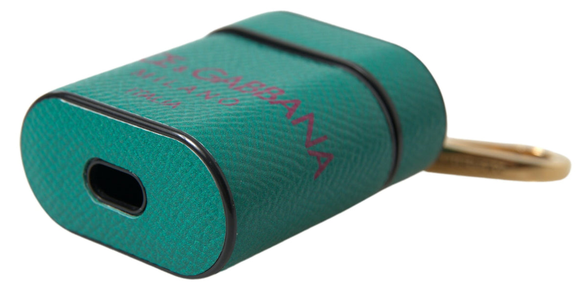 Dolce &amp; Gabbana – Airpods-Etui mit Logo-Print in Kastanienbraun und Kalbsleder