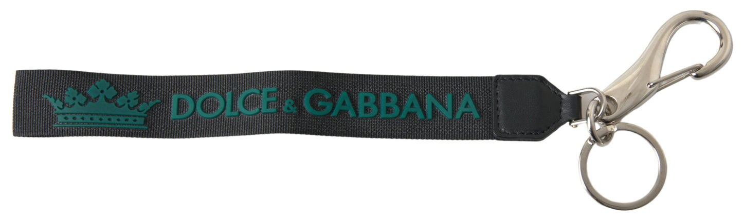 Dolce &amp; Gabbana – Schlüsselanhänger aus silberfarbenem Metall mit DG-Logo in Schwarz