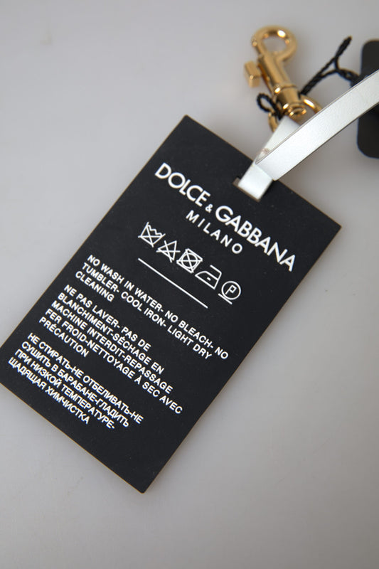 Dolce &amp; Gabbana Schlüsselanhänger aus schwarzem Silikon mit DG-Logo und goldenem Messing