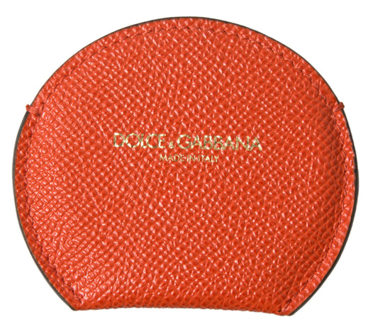 Dolce &amp; Gabbana – Handspiegelhalter aus orangefarbenem Kalbsleder mit rundem Logo