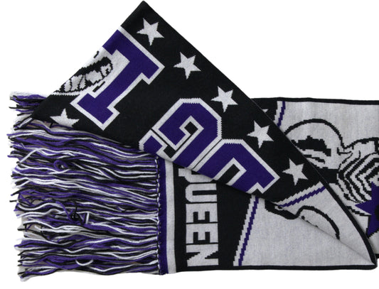 Dolce &amp; Gabbana – Mehrfarbiger Wickelschal „DG Queen“ aus Wolle mit Fransen