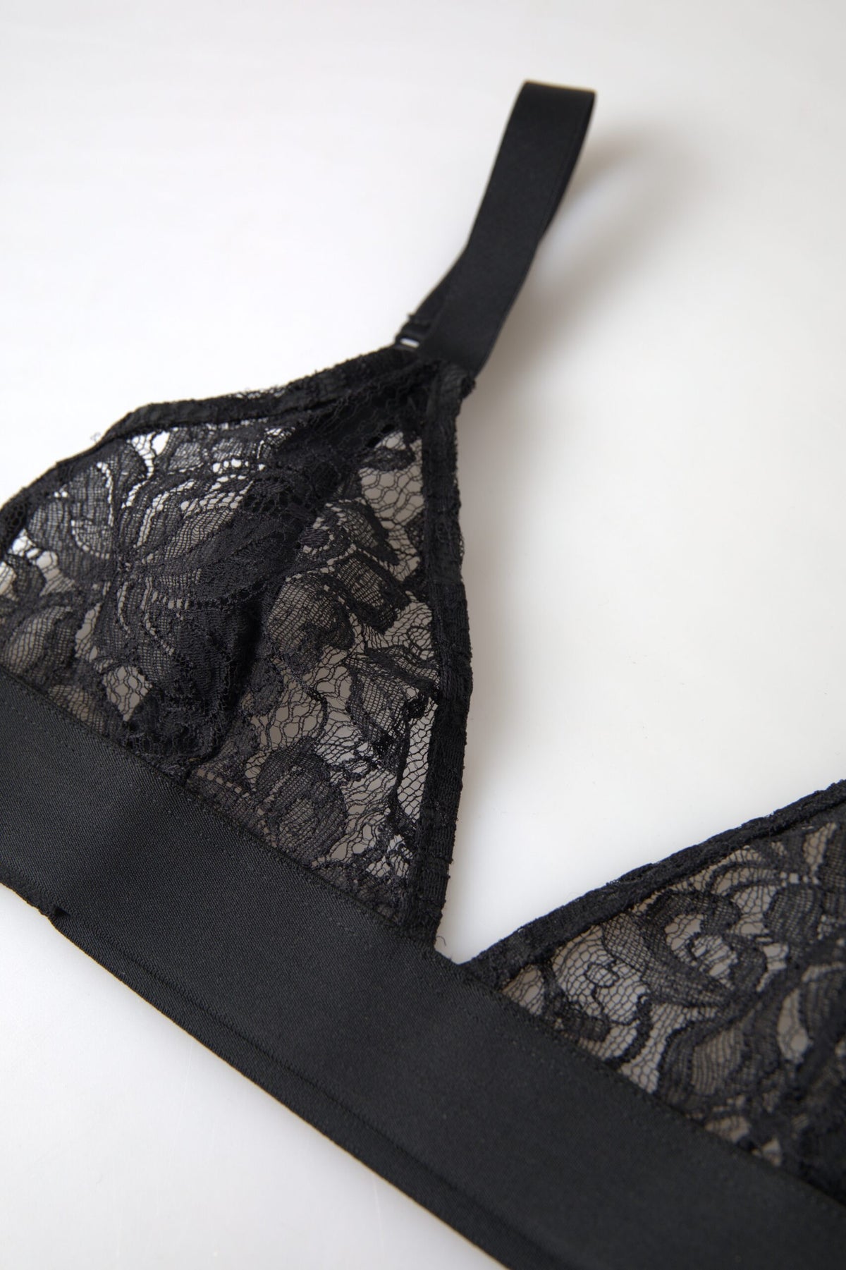 Dolce &amp; Gabbana – Schwarzer Nylon-Stretch-BH mit Blumenspitze