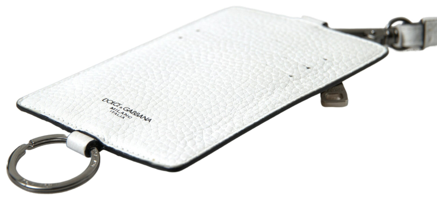 Dolce &amp; Gabbana Herren-Geldbörse mit Logo und Lanyard, Weiß
