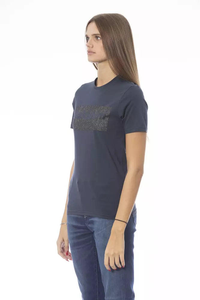 Baldinini Trend Blaues Baumwoll-T-Shirt für Damen
