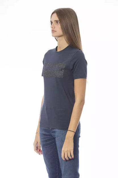 Baldinini Trend Blaues Baumwoll-T-Shirt für Damen
