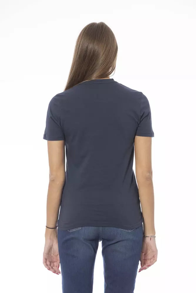 Baldinini Trend Blaues Baumwoll-T-Shirt für Damen