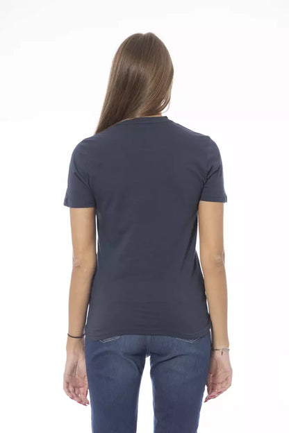 Baldinini Trend Blaues Baumwoll-T-Shirt für Damen