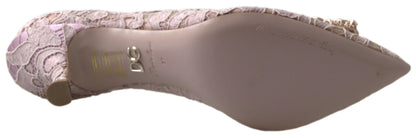 Dolce &amp; Gabbana – Pumps mit Blumenspitze und Kristallen in Rosa