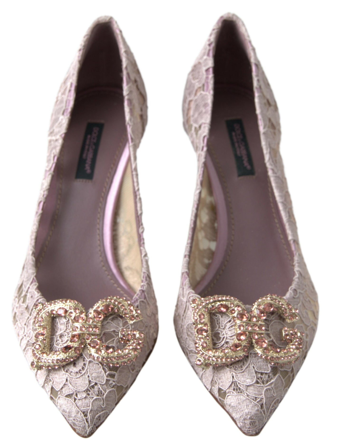 Dolce &amp; Gabbana – Pumps mit Blumenspitze und Kristallen in Rosa