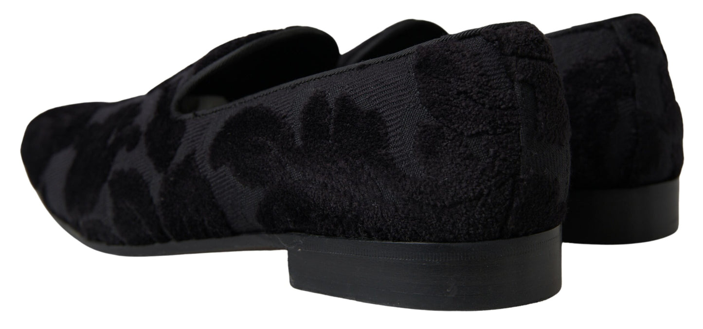 Dolce &amp; Gabbana – Formelle Loafer aus schwarzem Brokat
