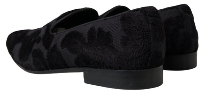 Dolce &amp; Gabbana – Formelle Loafer aus schwarzem Brokat