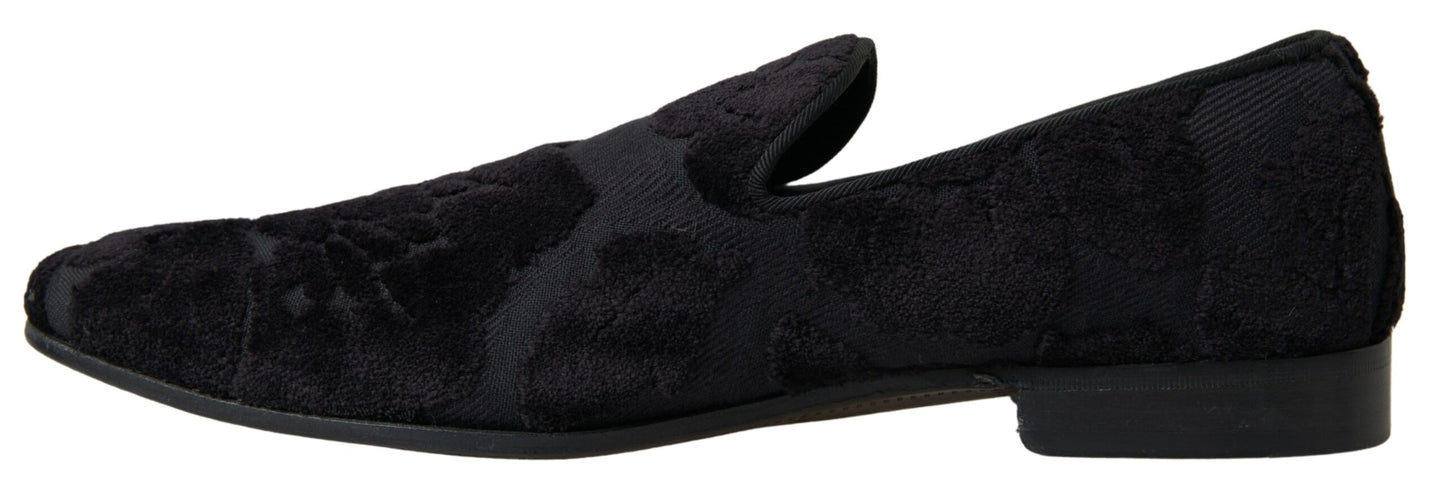 Dolce &amp; Gabbana – Formelle Loafer aus schwarzem Brokat