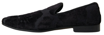 Dolce &amp; Gabbana – Formelle Loafer aus schwarzem Brokat