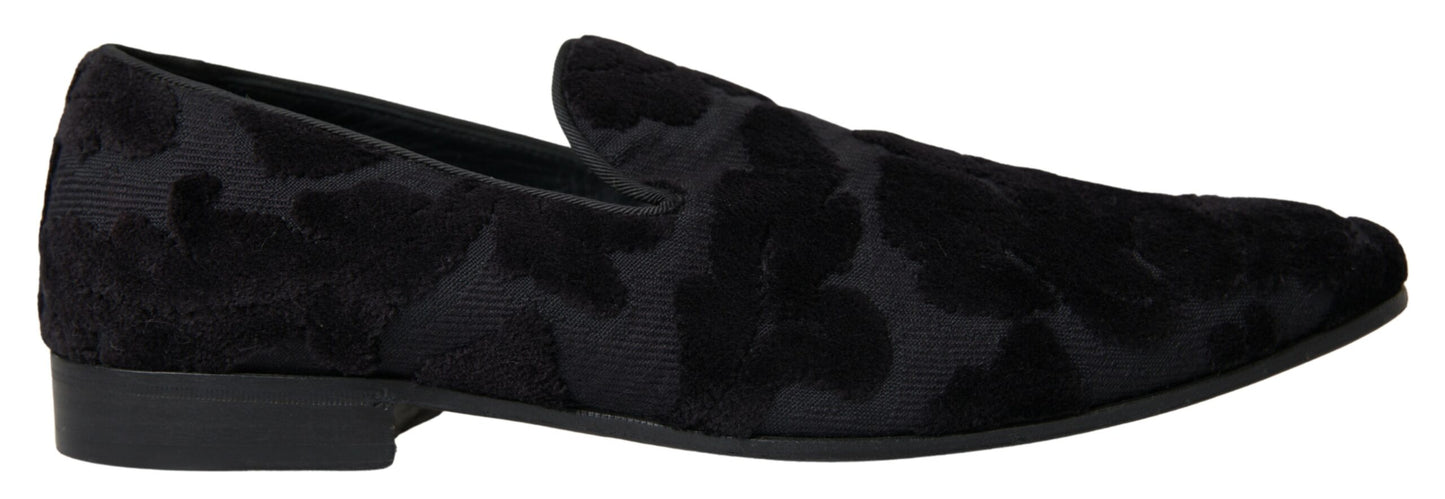 Dolce &amp; Gabbana – Formelle Loafer aus schwarzem Brokat