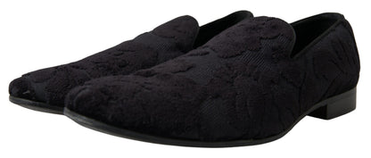 Dolce &amp; Gabbana – Formelle Loafer aus schwarzem Brokat