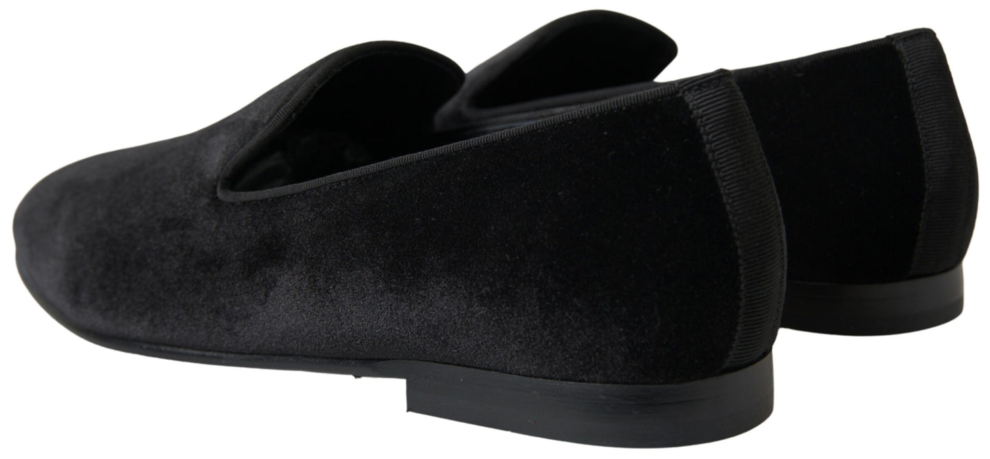 Dolce &amp; Gabbana – Schwarze Loafer aus Samt, formelle Schuhe
