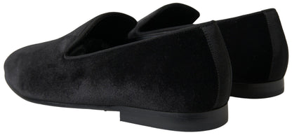 Dolce &amp; Gabbana – Schwarze Loafer aus Samt, formelle Schuhe