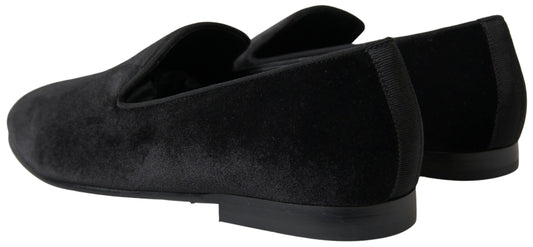 Dolce &amp; Gabbana – Schwarze Loafer aus Samt, formelle Schuhe