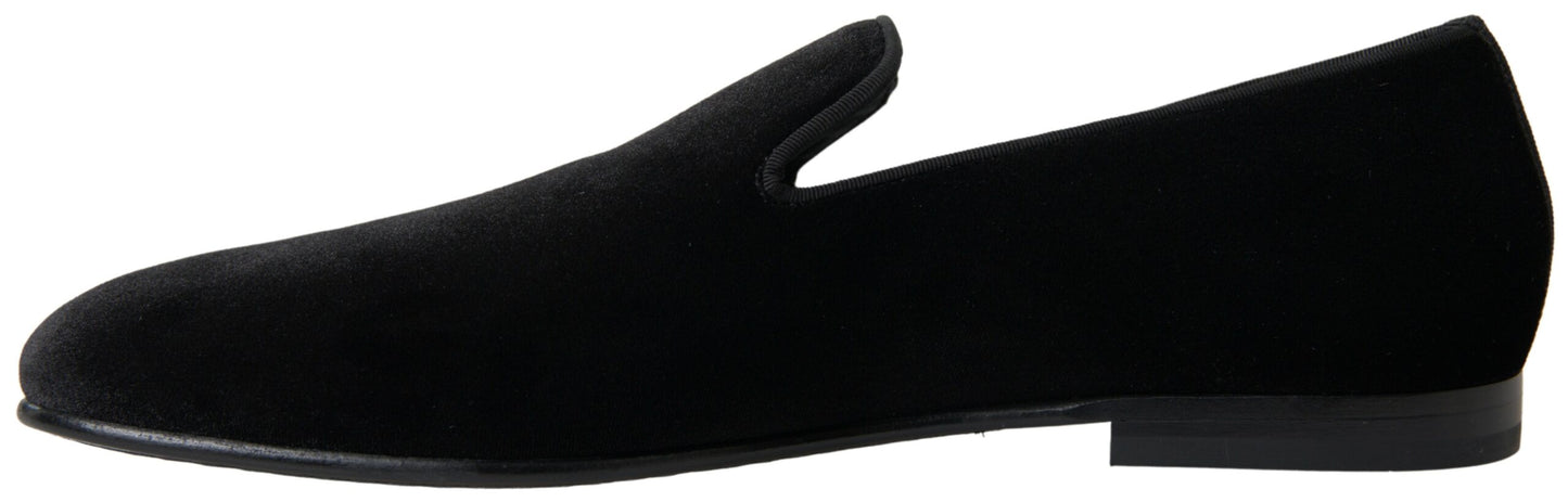 Dolce &amp; Gabbana – Schwarze Loafer aus Samt, formelle Schuhe