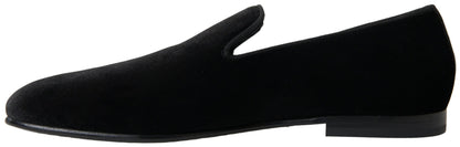 Dolce &amp; Gabbana – Schwarze Loafer aus Samt, formelle Schuhe