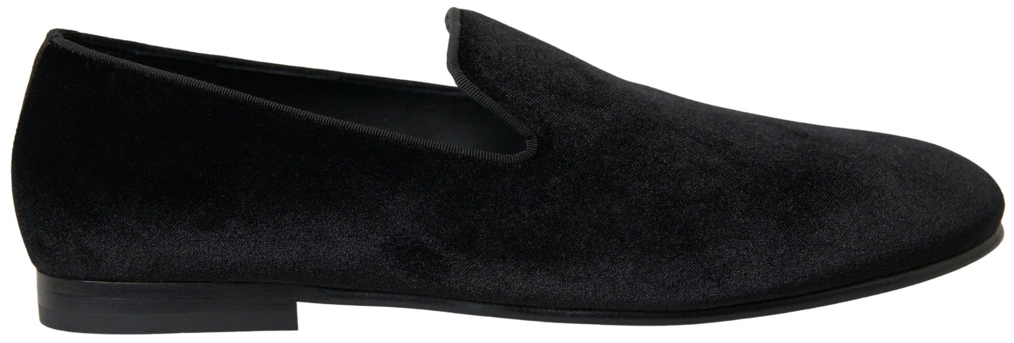 Dolce &amp; Gabbana – Schwarze Loafer aus Samt, formelle Schuhe
