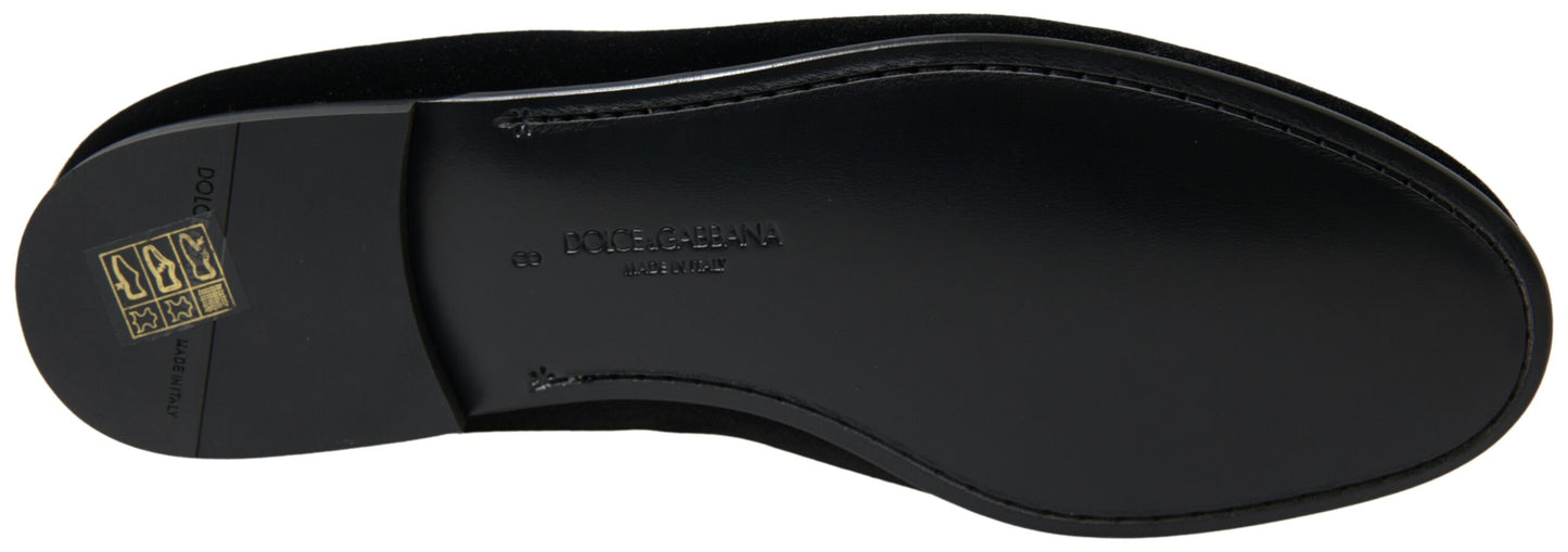 Dolce &amp; Gabbana – Schwarze Loafer aus Samt, formelle Schuhe