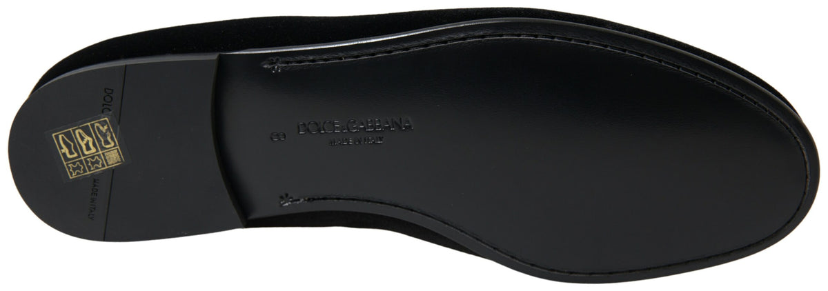 Dolce &amp; Gabbana – Schwarze Loafer aus Samt, formelle Schuhe