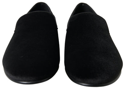 Dolce &amp; Gabbana – Schwarze Loafer aus Samt, formelle Schuhe