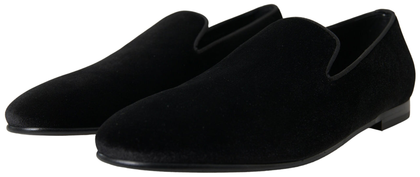 Dolce &amp; Gabbana – Schwarze Loafer aus Samt, formelle Schuhe