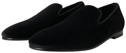 Dolce &amp; Gabbana – Schwarze Loafer aus Samt, formelle Schuhe
