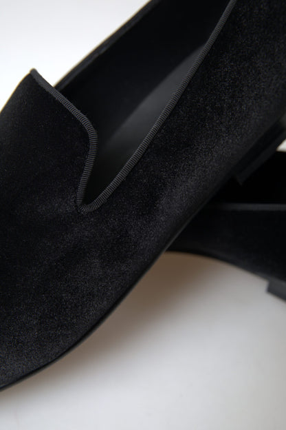 Dolce &amp; Gabbana – Schwarze Loafer aus Samt, formelle Schuhe