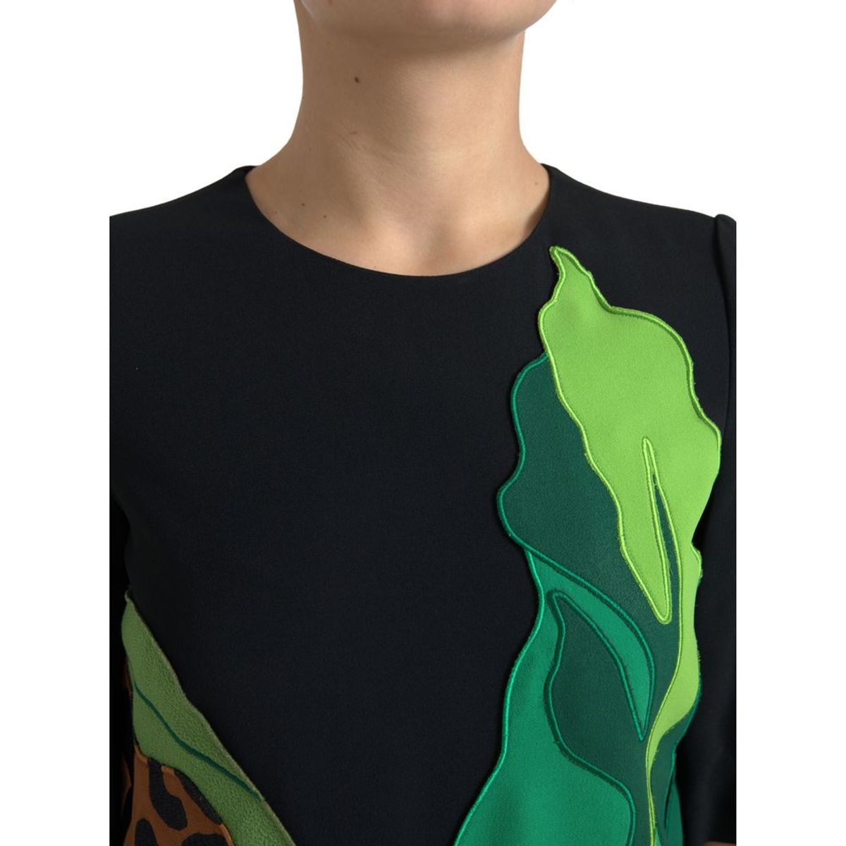 Dolce &amp; Gabbana Schwarzes Stretch-Etuikleid mit Tiger-Dschungel-Print