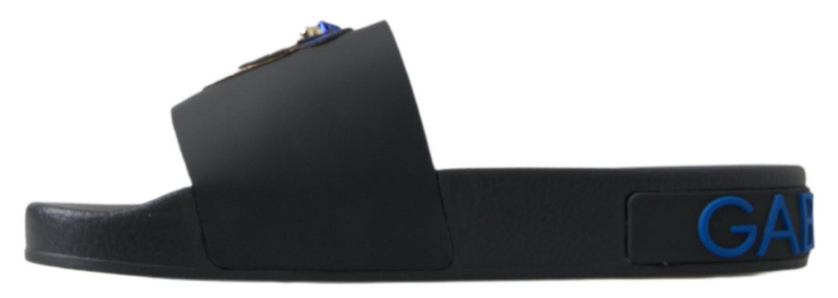 Dolce &amp; Gabbana Schwarze Slides Sandalen Strand Saint Barth Schuhe