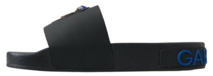 Dolce &amp; Gabbana Schwarze Slides Sandalen Strand Saint Barth Schuhe