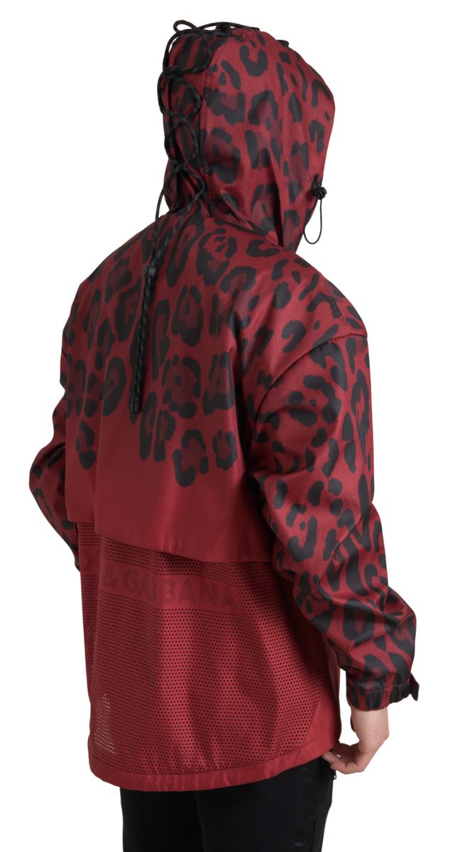 Dolce &amp; Gabbana – Regenjacke mit Kapuze und rotem Leopardenmuster