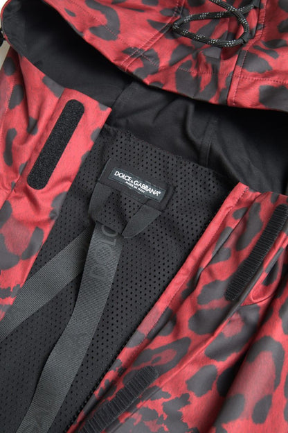 Dolce &amp; Gabbana – Regenjacke mit Kapuze und rotem Leopardenmuster