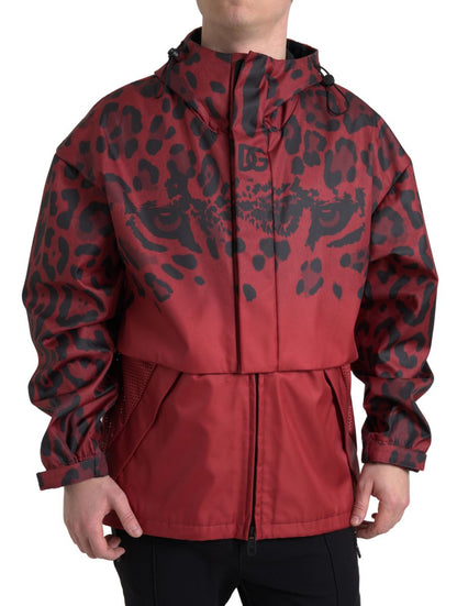 Dolce &amp; Gabbana – Regenjacke mit Kapuze und rotem Leopardenmuster